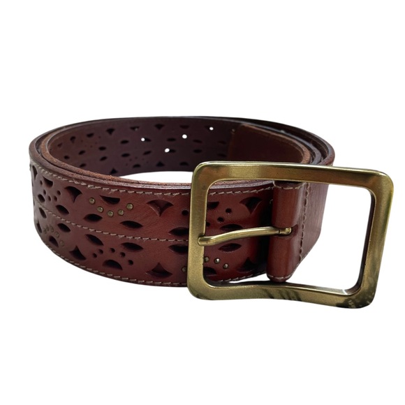 Vintage Eddie Bauer Belt Wide Studded with Brass - Picture 3 of 9